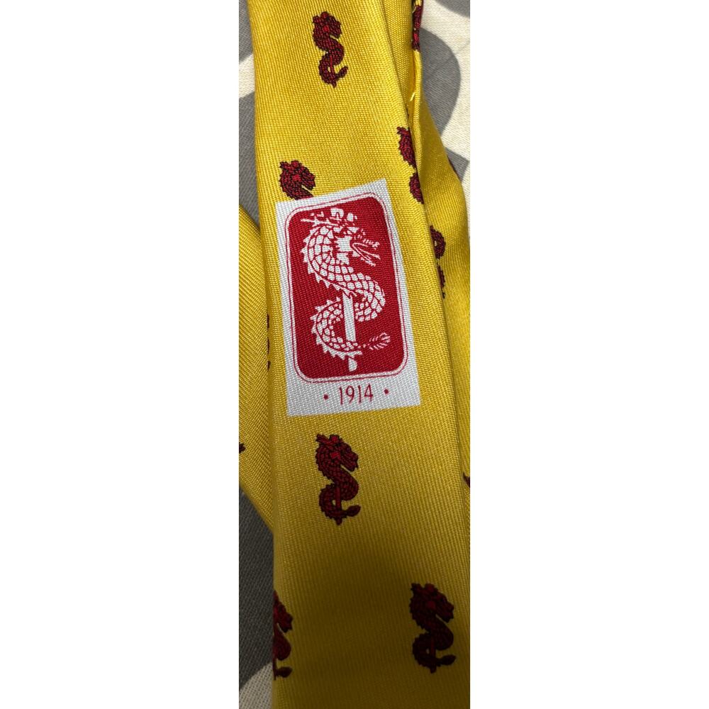 Vineyard Vines Tie Yellow Silk Dragon Print Custom Collection Handmade Men USA - Picture 8 of 8